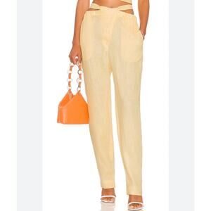 Revolve Nicholas Taron Pant in Custard Linen Women's Size 10 NWT